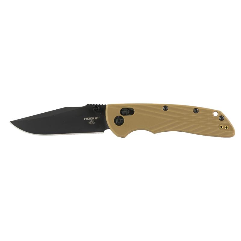 Deka, Folding Knife, CPM MagnaCut, Cerakote Finish, Black, Plain Clip Point Edge, 3.25" Blade, Flat Dark Earth Polyamide Nylon 12 Grips 24377