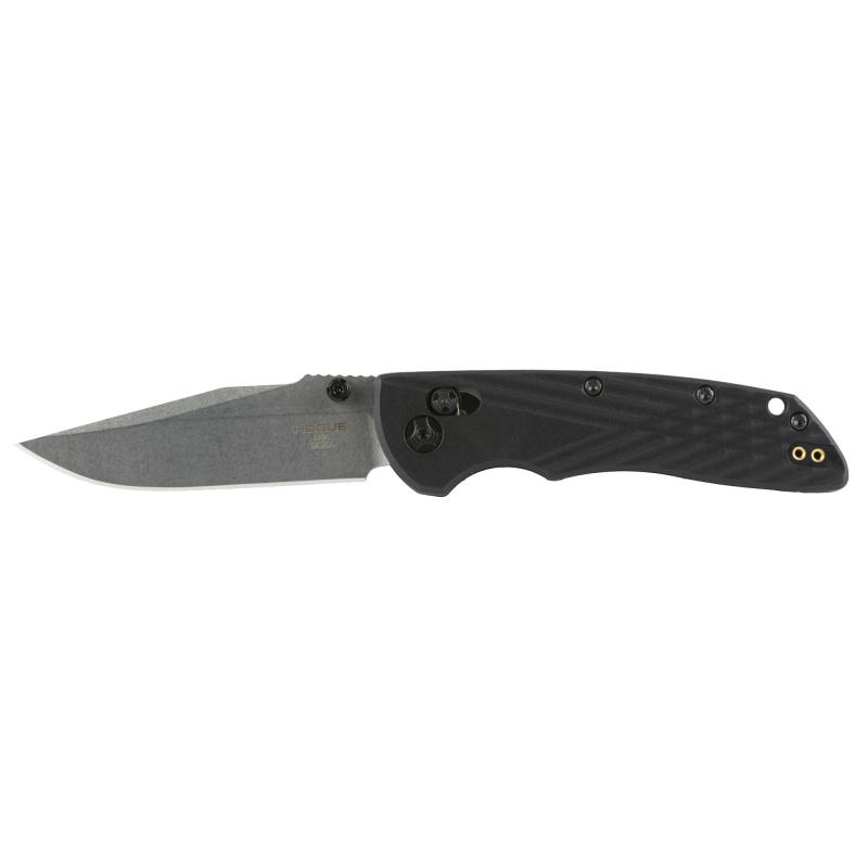 Deka, Folding Knife, CPM MagnaCut, Stone Tumbled Finish, Silver, Plain Clip Point Edge, 3.25" Blade, Black Polyamide Nylon 12 Grips 24379
