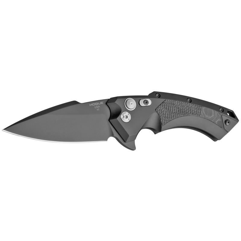 X5 Flipper, Folding Knife, CPM-154, Plain Edge, Spear Point Blade with Flipper, 4", Black Cerakote Blade, Black Anodized Aluminum Frame with Black G-Mascus Inserts 34559