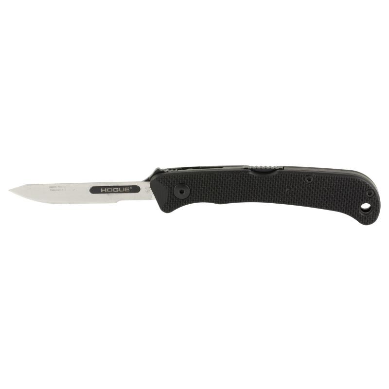 Expel, Folding Knife, 416 Stainless Steel, Plain Edge, 2.5" Blade, Black G-10 Handle, Silver Blade, Includes (3) #60 and (2) #70 Blades 35836