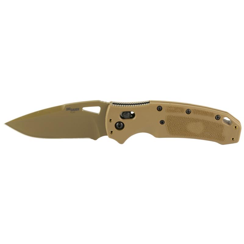 SIG K320 M17/M18, Folding Knife, PVD Finish, Tan, Drop Point Blade, 3.5" Blade Length, CPM-S30V Blade Steel, Plain Edge, ABLE Lock 36371