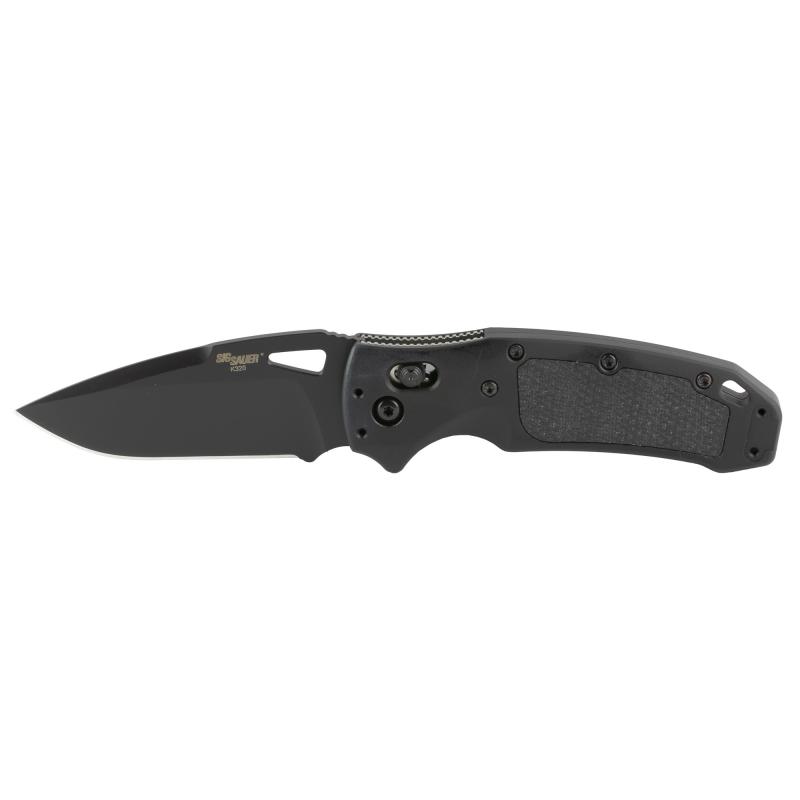 SIG K320 AXG PRO, Folding Knife, Cerakote Finish, Black, Drop Point Blade, 3.5" Blade Length, CPM-S30V Blade Steel, Plain Edge, ABLE Lock, Solid Black G10 Inserts with Reverse Checkered Texture 36374