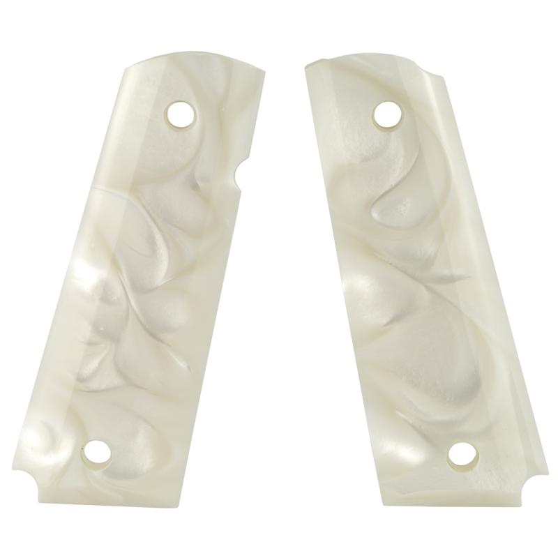 Grip, Fits Colt Government, Polymer, White Pearlized, Ambidextrous Safety Cut 45318