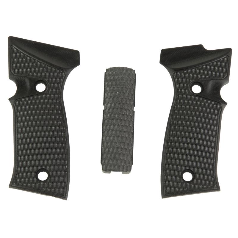 Piranha, G10 Grip Panels, Black, Fits Sig Sauer P320 AXG Full Size 48129