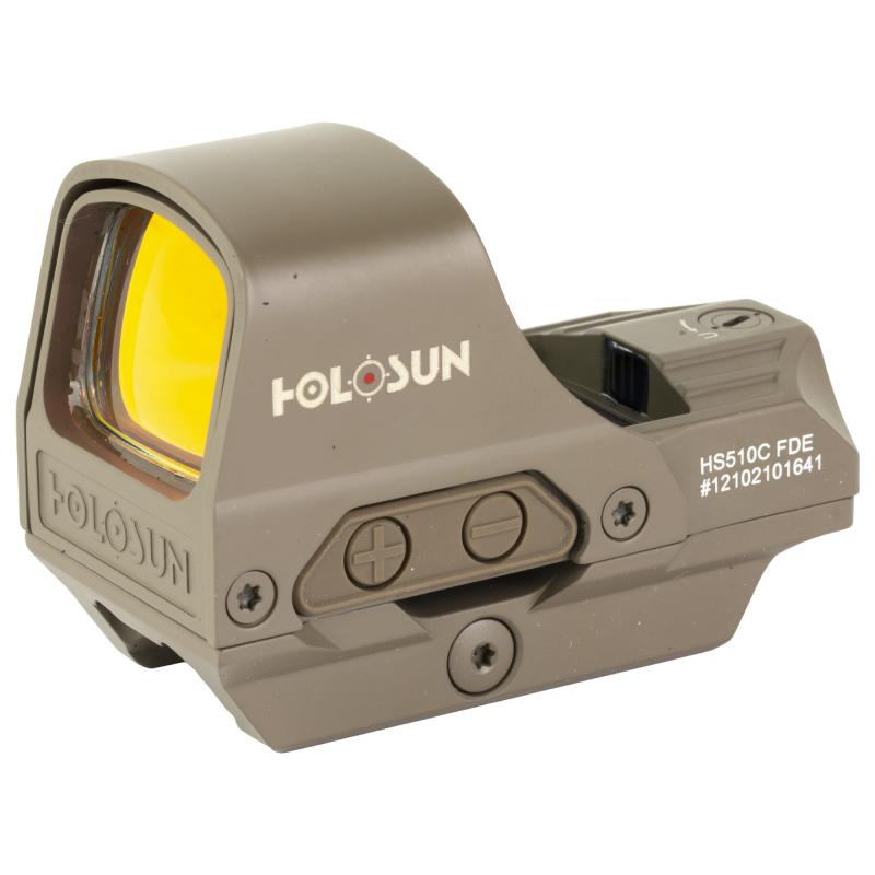 HS510C, Reflex Sight, Multiple Reticle, 65 MOA Circle, 2 MOA Red Dot, Aluminum Housing, Matte Finish, Flat Dark Earth, Solar with Internal Battery HS510C-FDE
