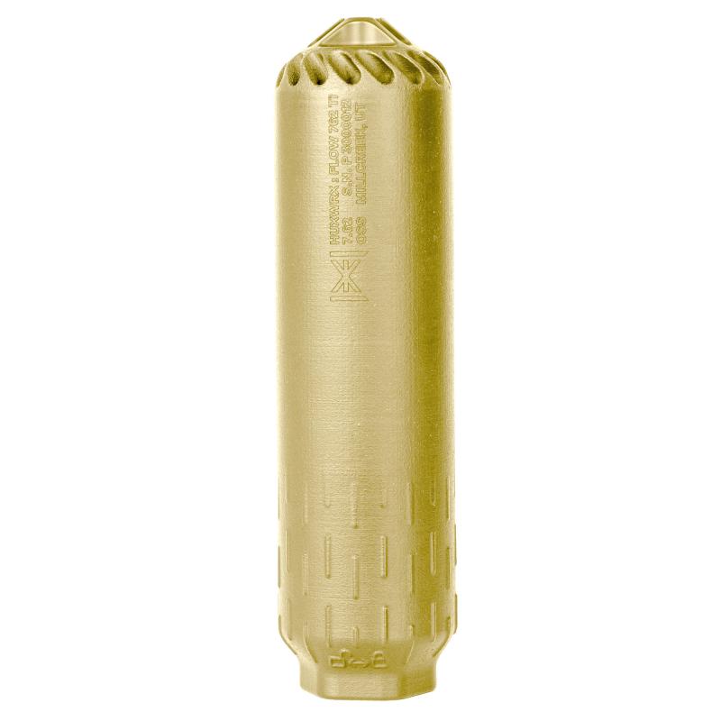 Flow 762 Ti | 7.62, 6.7", 11.8oz, 1.8" Diameter, 3D Printed Titanium, No Barrel Length Restrictions, FDE