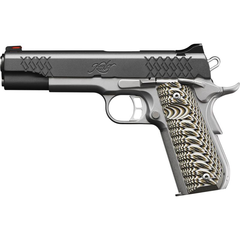 Aegis Elite Custom, 1911, Semi-automatic, Full Size, 9MM, 5" Barrel, Matte Finish, Black Slide with Silver Frame, G10 Grips, Fiber Optic Front Sight, 9 Rounds 3000350