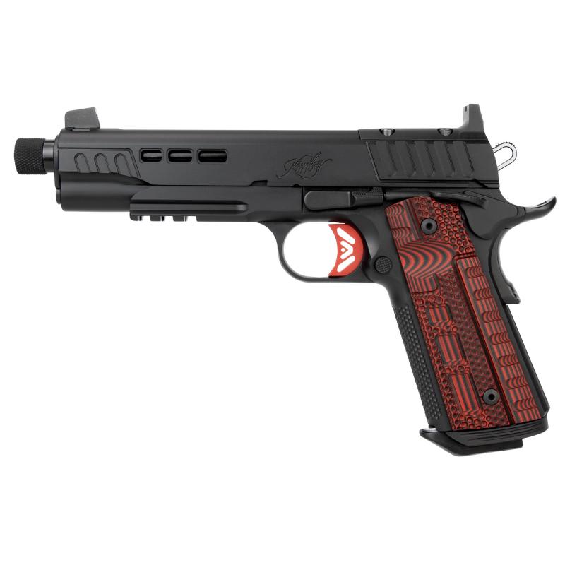 Rapide Heat, 1911, Semi-automatic, Full Size, 9MM, 5.5" Threaded Barrel, Matte Finish, Black, Red G-10 Grips, Optic Ready, 9 Rounds 3000439