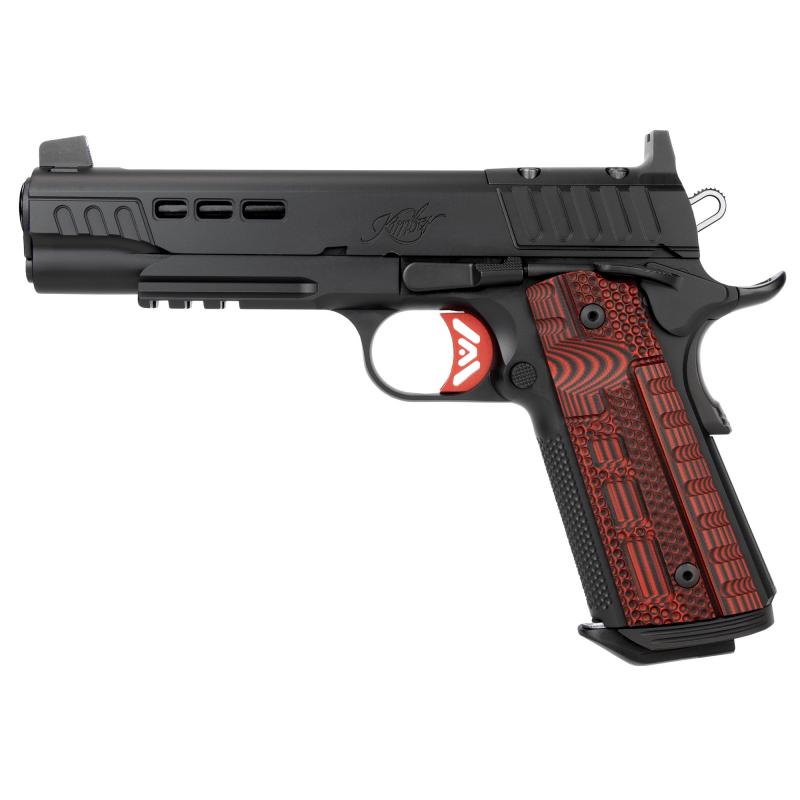 Rapide Heat, 1911, Semi-automatic, Full Size, 45ACP, 5" Barrel, Matte Finish, Black, Red G-10 Grips, Optic Ready, 8 Rounds 3000452