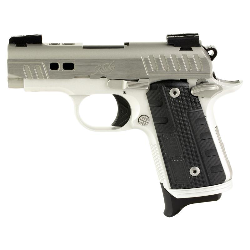 Micro 9, Rapide Frost, Semi-automatic, 1911, Metal Frame Pistol, Compact, 9MM, 3.15" Barrel, Matte Finish, Silver, G10 Grips, Manual Safety, Night Sights, 7 Rounds 3300237