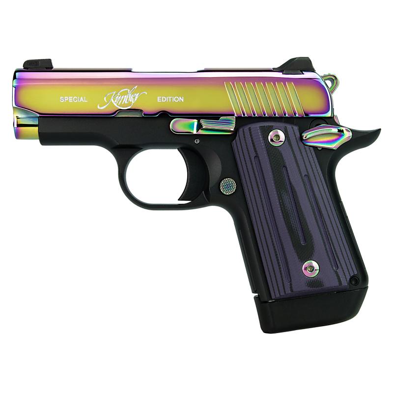 Micro 9, Aurora, Semi-automatic, 9MM, 3.15" Barrel, Polished Finish, PVD Multi Color, Black Frame, G-10 Grips, Night Sights, 7 Rounds 3300240