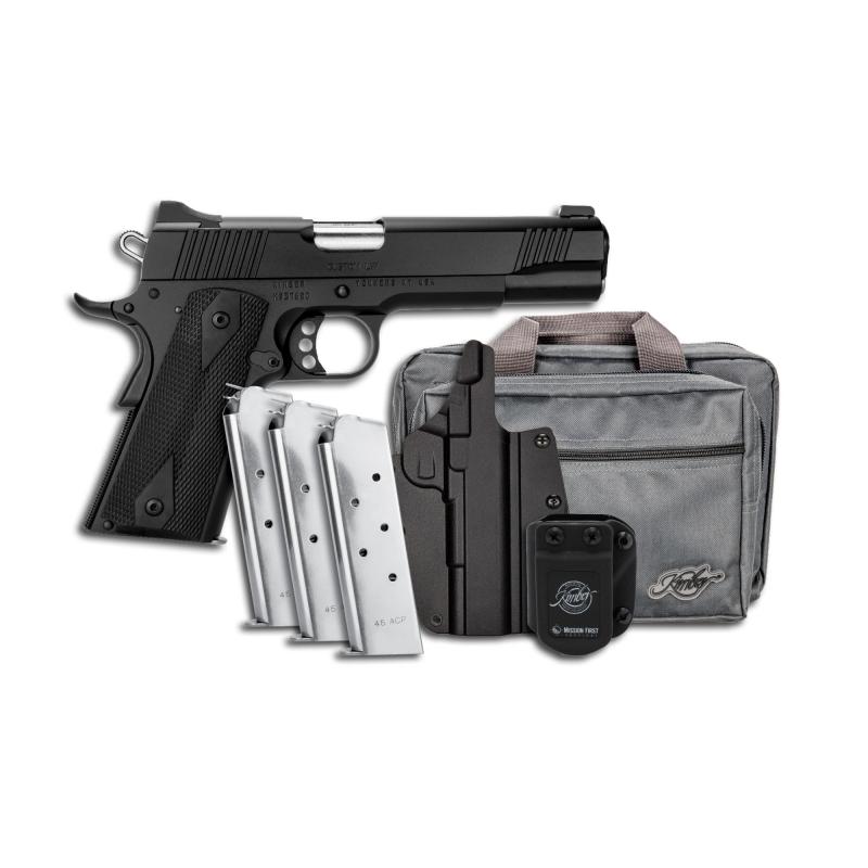 Custom TLE II, Semi-automatic, 1911, Metal Frame Pistol, Full Size, 45ACP, 5" Barrel, Matte Finish, Black, Rubber Grips, 3-Dot Fixed Sights, 3 Magazines, 7 Rounds, Includes Mission First Holster and Range Bag 3700812
