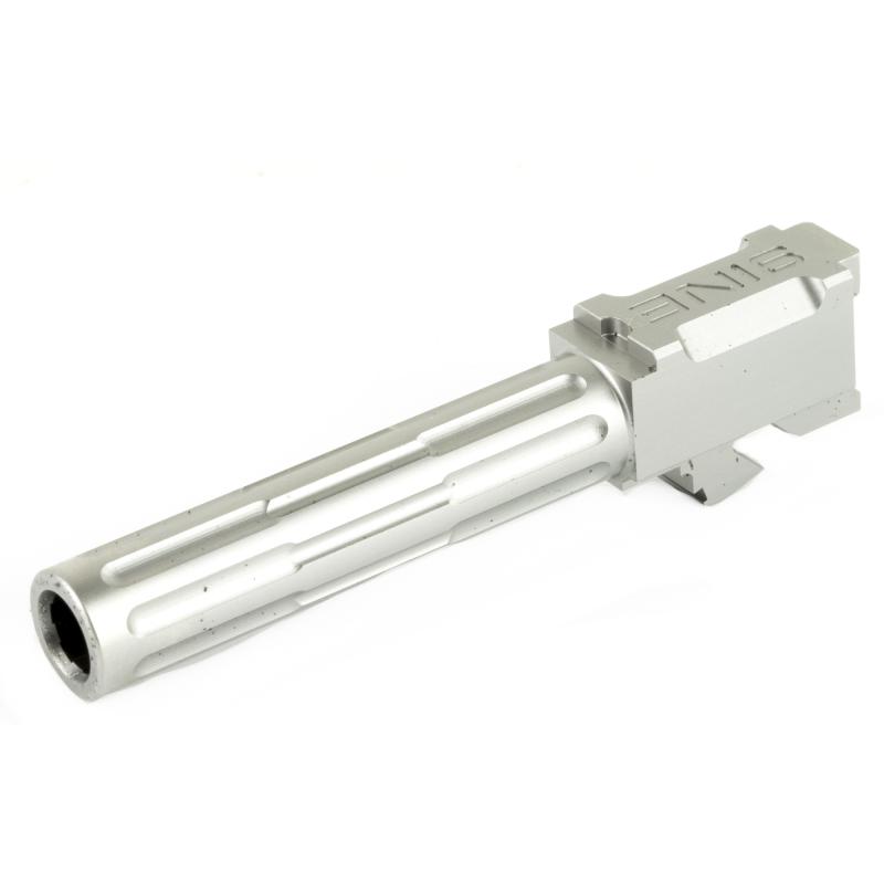 9INE, Barrel, 9MM, Stainless, 1:10, Fluted, Fits Glock 19 01-GB-G19-NTH-SS