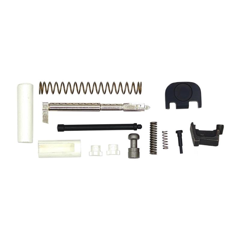 Completion Kit, For GLOCK 17, 19, 26 & 34, Includes Channel Liner, Spacer Sleeve, Safety Plunger, Safety Plunger Spring, Striker Spring, Striker, Extractor Depressor Plunger Spring, Extractor Depressor Plunger, Extractor, Spring Loaded Bearing, Spring Cu