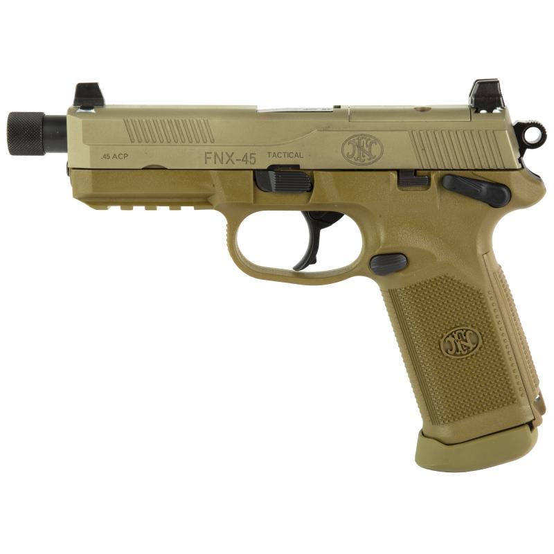 FNX-45 Tactical Double Action/Single Action .45 ACP 5.3 Inch Threaded Barrel Flat Dark Earth Finish Night Sights 15 Round (Optic Sold Separately)