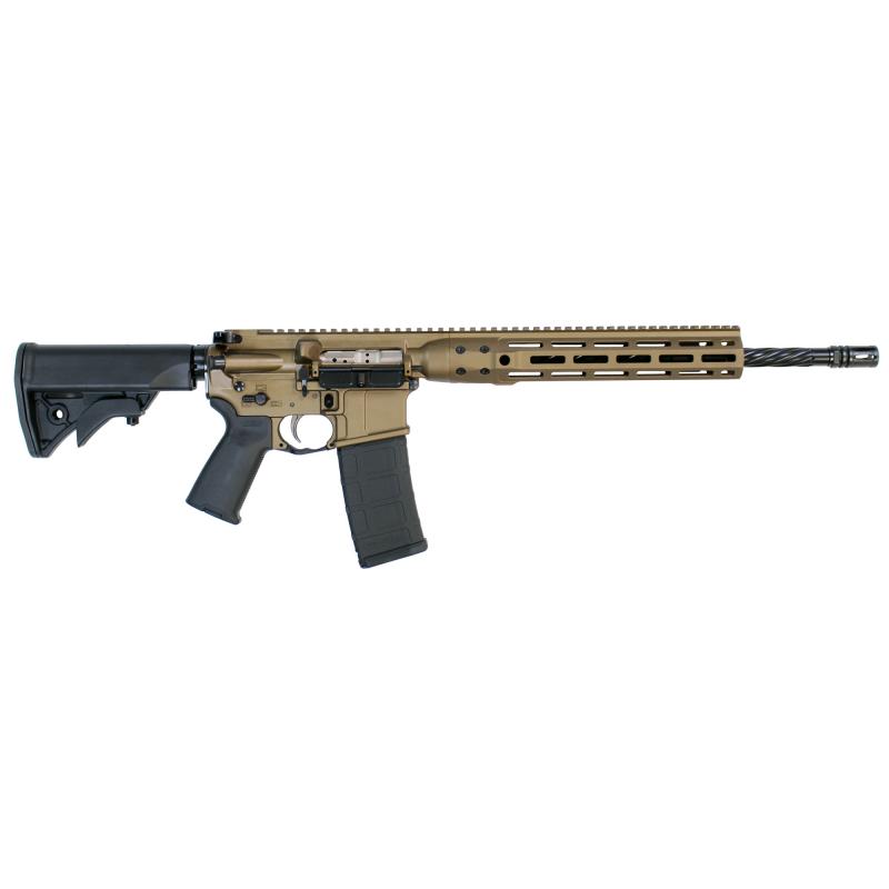 Direct Impingement Rifle, Semi-automatic Rifle, 223 Rem/556NATO, 16.1" Cold Hammer Forged Spiral Fluted Barrel, 1:7 Twist, Burnt Bronze Finish, LWRCI Compact Stock, Magpul MOE+ Grip, 10Rd, LWRCI Free Float MLOK Rail, LWRCI Monoforge Upper Receiver, Calif