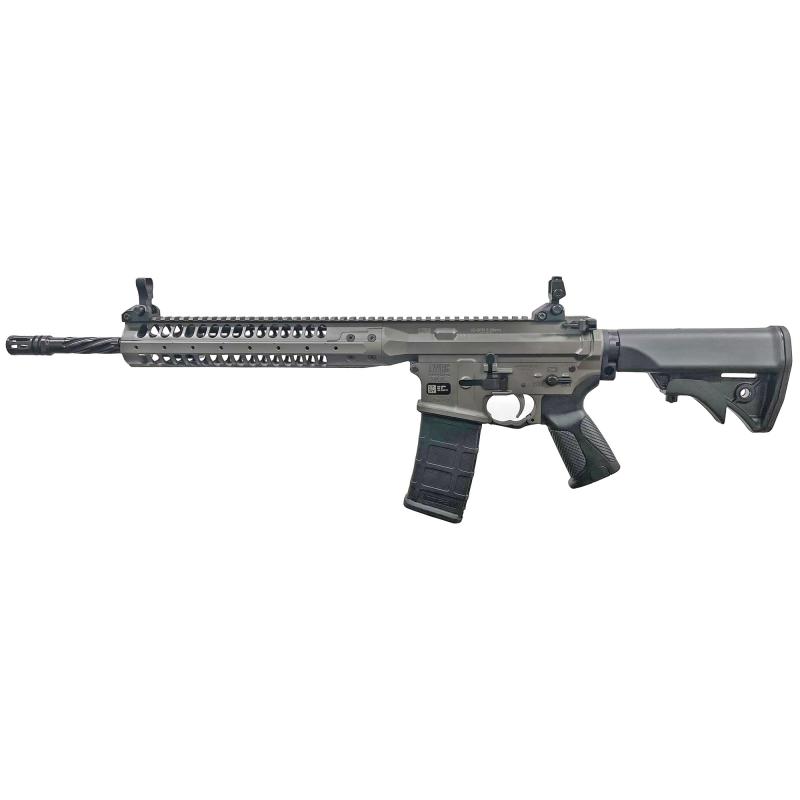 IC SPR, Semi-automatic Rifle, 223 Remington/556NATO, 16"Hammer Forged Spiral Fluted Barrel, Cerakote Finish, Tungsten Gray, LWRCI Adjustable Compact Stock, LWRCI Skirmish Back Up Iron Sights, Ambidextrous, 30 Rounds, 1 Magazine ICR5TG16SPRBT