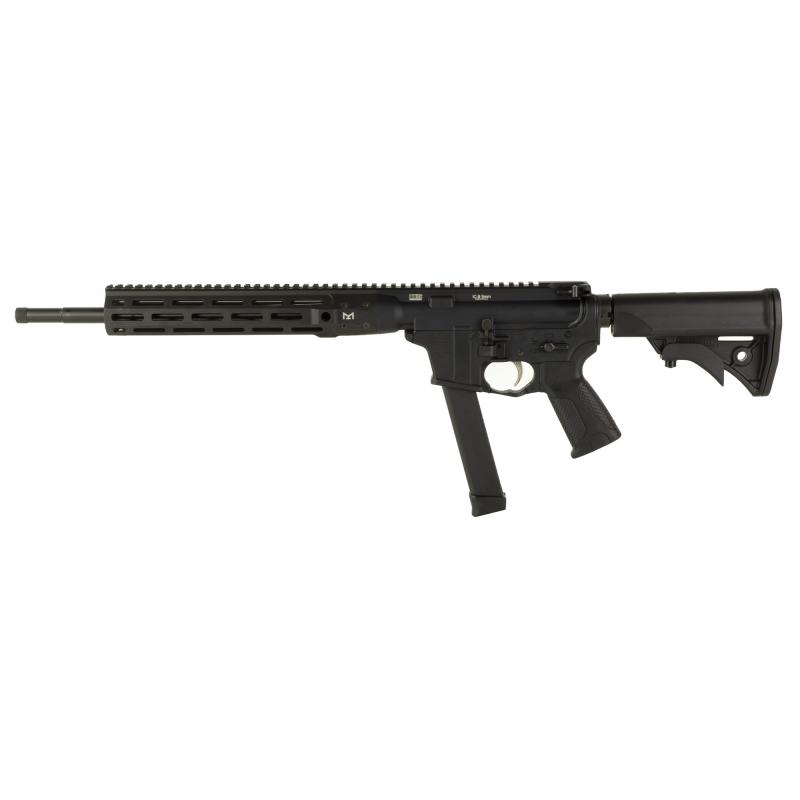 IC NINE, Semi-automatic Rifle, 9MM, 16" Cold Hammer Forged Barrel, Threaded 1/2-28, Adjustable Stock, Black, 27 Rounds, 1 Magazine ICR9B16