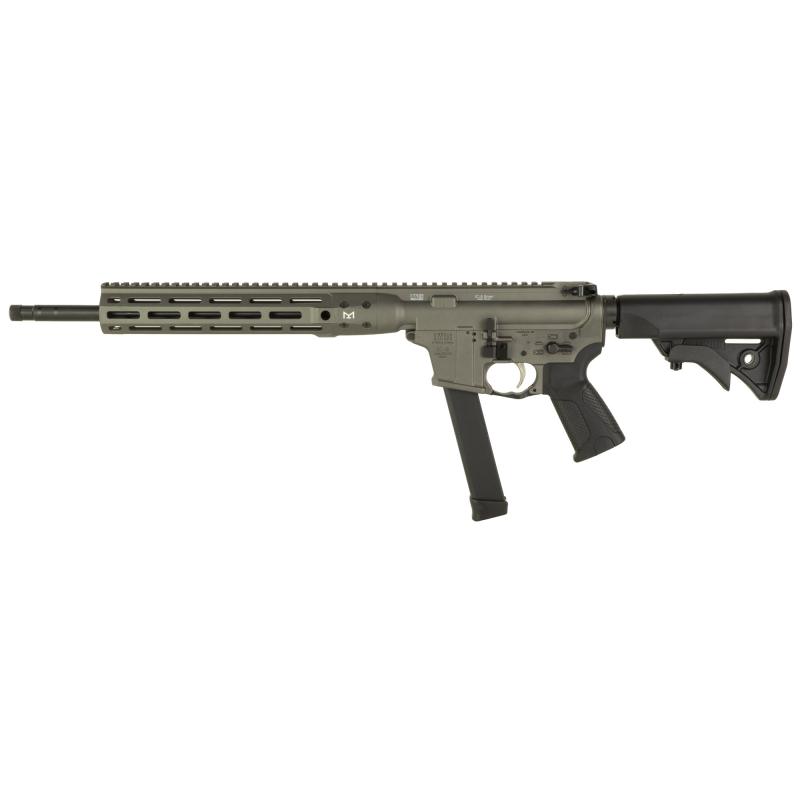 IC NINE, Semi-automatic Rifle, 9MM, 16" Cold Hammer Forged Barrel, Threaded 1/2-28, Adjustable Stock, Tungsten Gray, 27 Rounds, 1 Magazine ICR9TG16