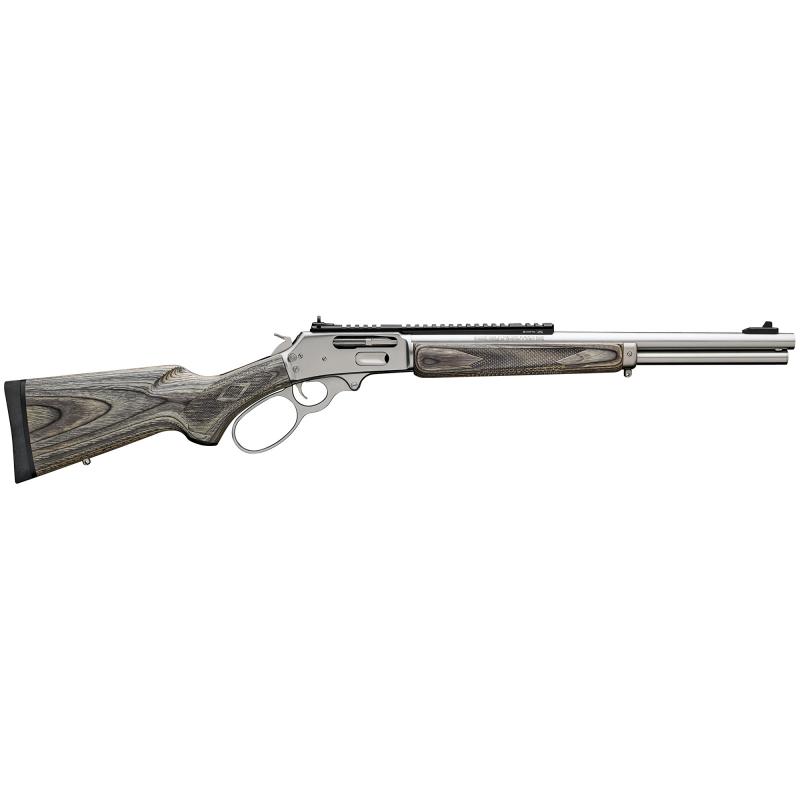 1895 SBL Lever Action Rifle, 45-70 Government, 19" Cold Hammer-Forged Stainless Steel Threaded Barrel, Polished Stainless Finish, Gray Laminate Stock, Fiber Optic Front Sight with Tritium Ring, Adjustable Ghost Ring Rear Aperture, Full-length Picatinny R