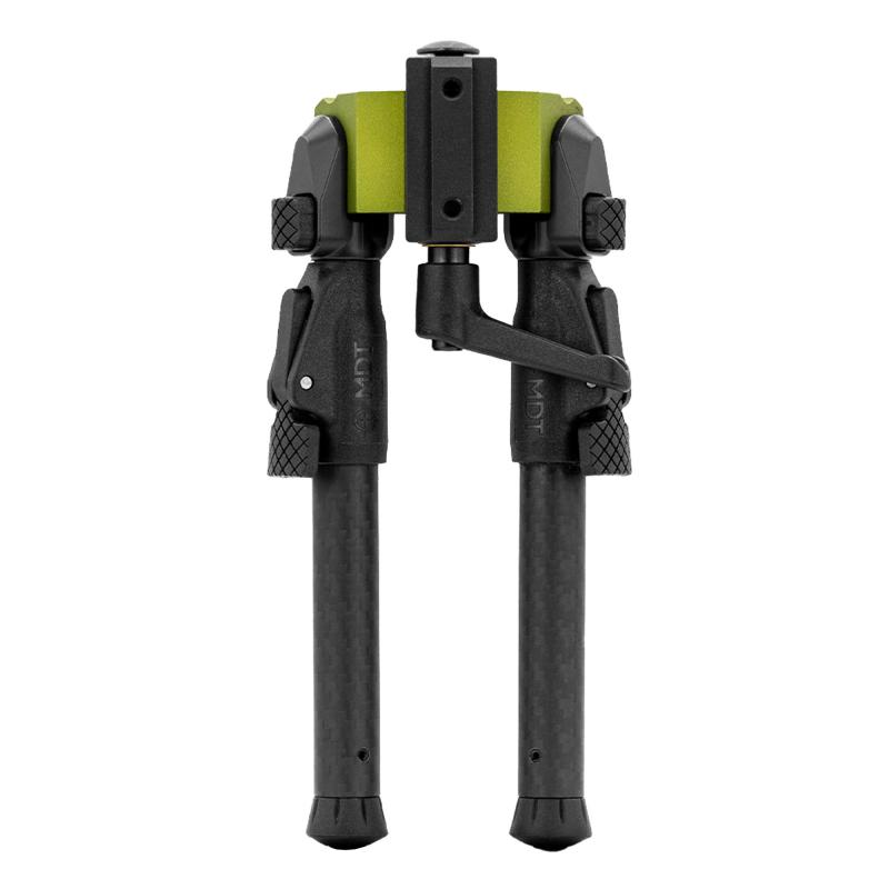GRND-POD Bipod, Height Adjustable, Four Locking Positions (0, 50, 80, and 180 Degrees), MLOK Attachment Interface, Aluminum Core, Carbon Fiber Legs, Matte Finish, Green Aluminum Core, Black 107771-GRN