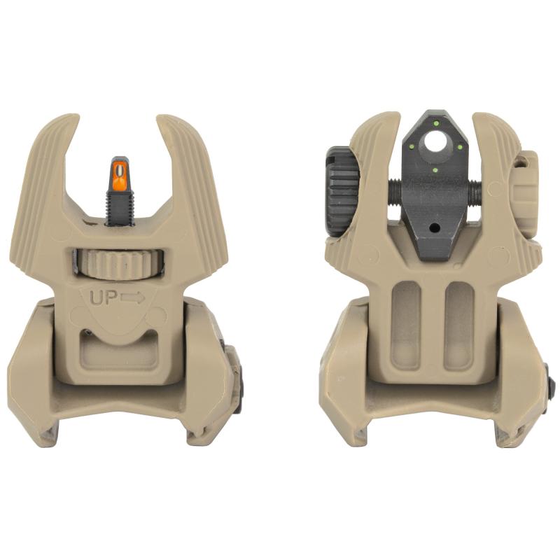 MEPRO FRBS - FLIP BACKUP SIGHTS 4 DOT REAR  /  ORANGE HYPER BRIGHT FRONT  - DESERT