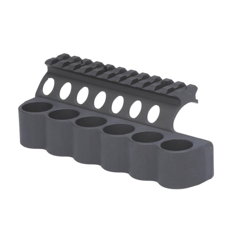 6-Shell Side Saddle, 12 Gauge, Fits Benelli M2, On-gun shotshell carriers, Black Finish 91220