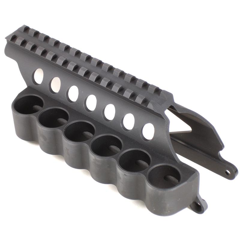 6-Shell Side Saddle, 12 Gauge, SureShell Saddle with Rail, Fits Remington 870, Black 91630