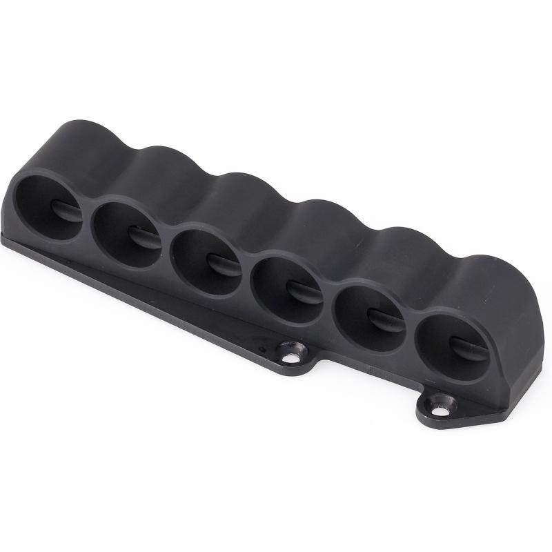 6-Shell Side Saddle, 12 Gauge, Fits Moss 930, On-gun shotshell carriers, Black Finish 93030