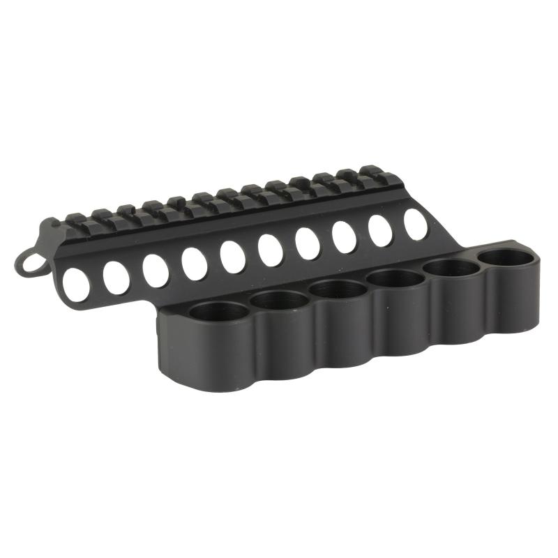 SureShell, 6-Shell Side Saddle with 5 1/2" Rail Fits Beretta 1301 Competition, 12 Gauge, Aluminum, Matte Finish, Black 94210