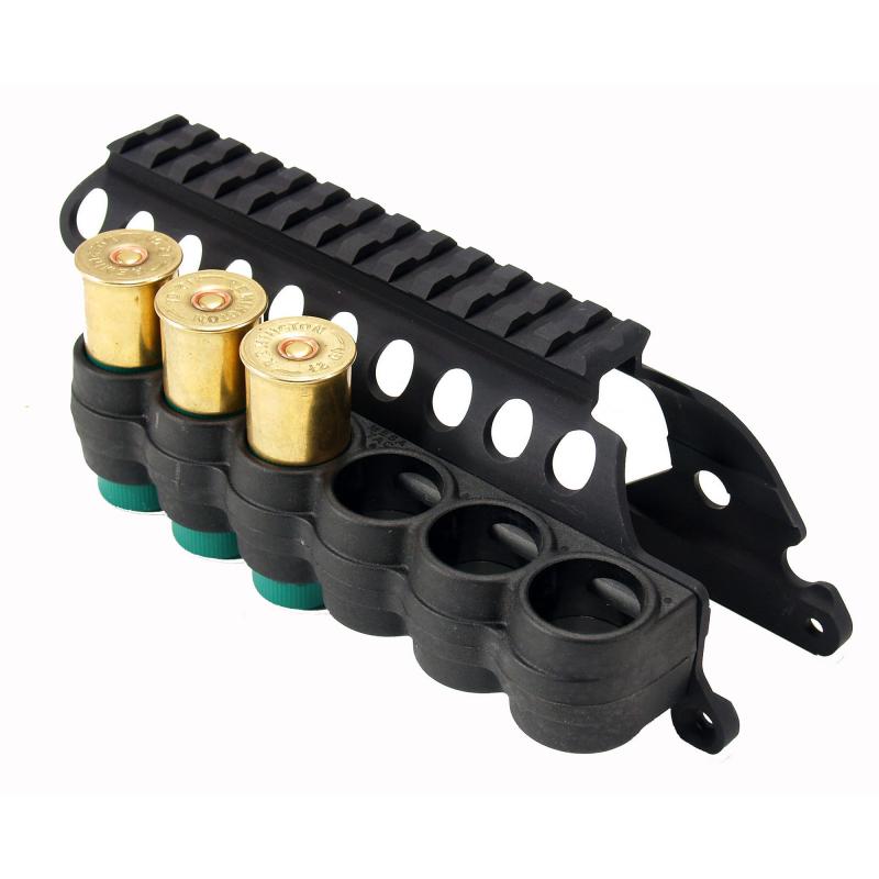 SureShell, 12 Gauge, 6-Shell Side Saddle with Rail, Fits Remington 870 12 Gauge, Polymer, Matte Finish, Black 94830