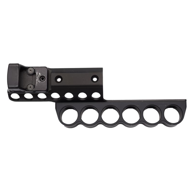 SureShell, 6-Shell Side Saddle with Trijicon RMR Mount, Fits Beretta 1301 Tactical 12 Gauge, Aluminum, Matte Finish, Black 95290