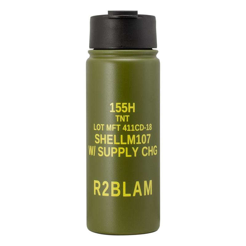 Mission First Tactical, M107 155 Howitzer Drinkware, Flip Top Tumbler, 16 oz, Green DM107-16