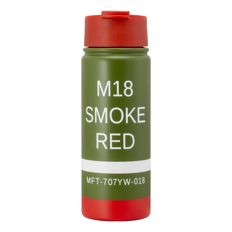 Mission First Tactical, M18 Red Smoke Drinkware, Flip-Top Tumbler, 16 oz, Green DM18R-16