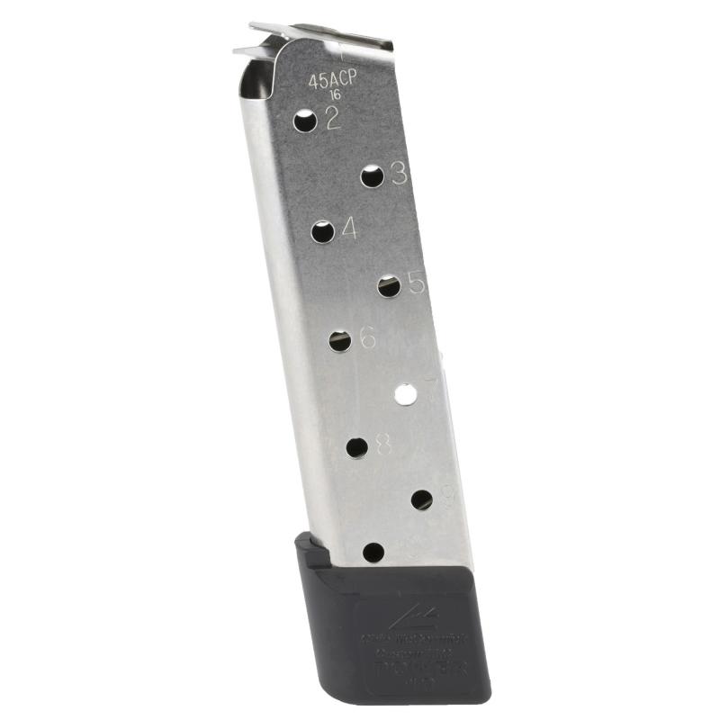 Power 10 Extra Magazine With Removable Base For .45ACP 10 Round Stainless Steel