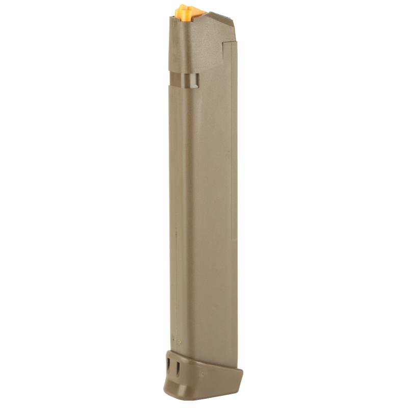 Glock 33rd Extended Mag | 9mm, FDE Finish, Orange Follower 47463