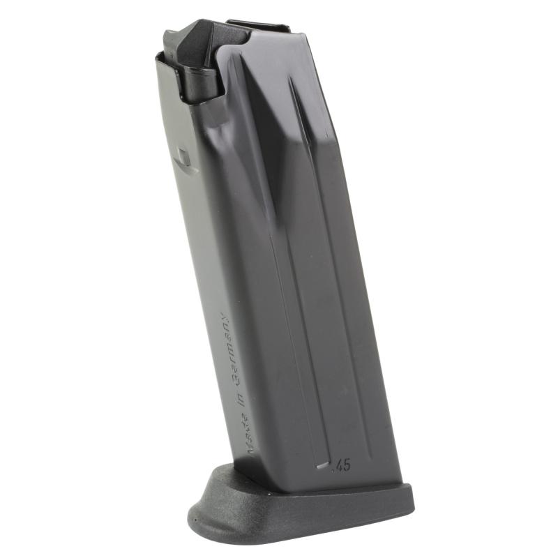 Magazine, 45ACP, 12 Rounds, Fits HK USP45, with Finger Rest, Steel, Black, Red Follower 50248618