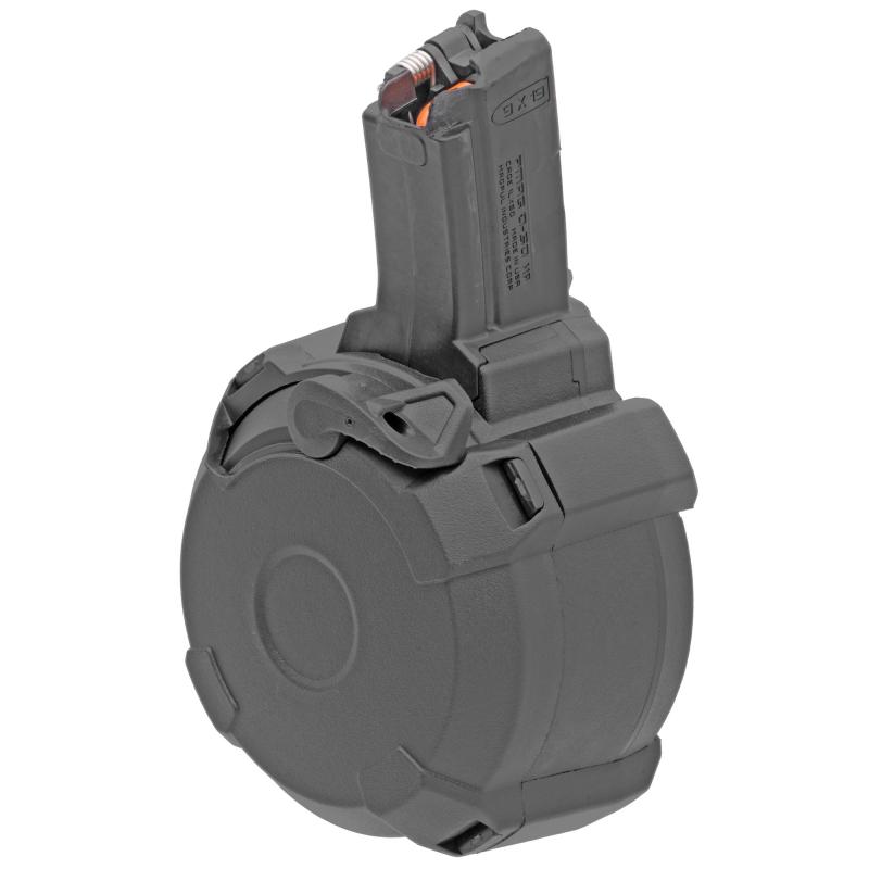 PMAG, D-50, 50Rd Drum, Black, Fits HK94/MP5 Pattern Firearms MAG1181-BLK