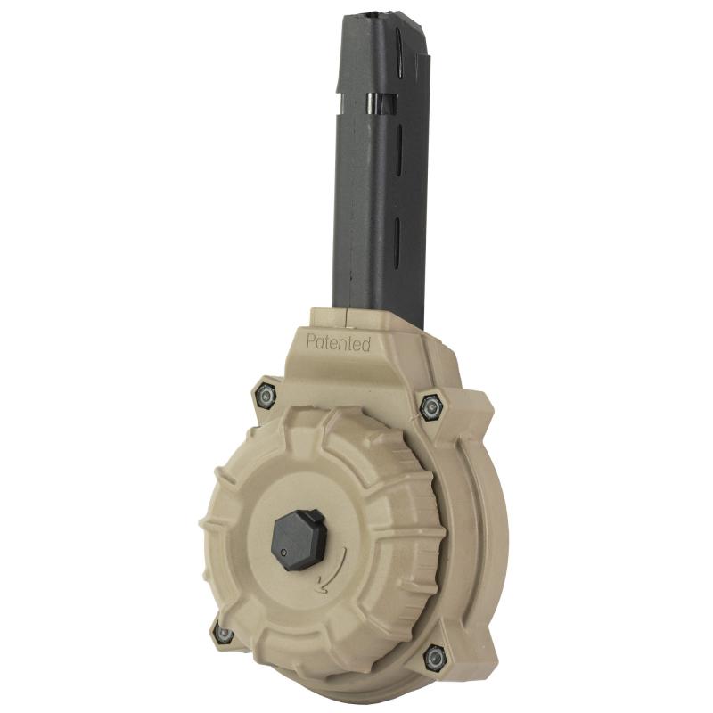 Magazine, 9MM, 50 Round Drum, Fits Glock 17/19, Polymer, Flat Dark Earth DRM-A11-FDE