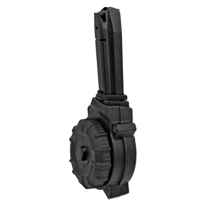 Magazine, 9MM, 50 Round Drum, Fits Springfield XD9, Polymer, Black DRM-A52