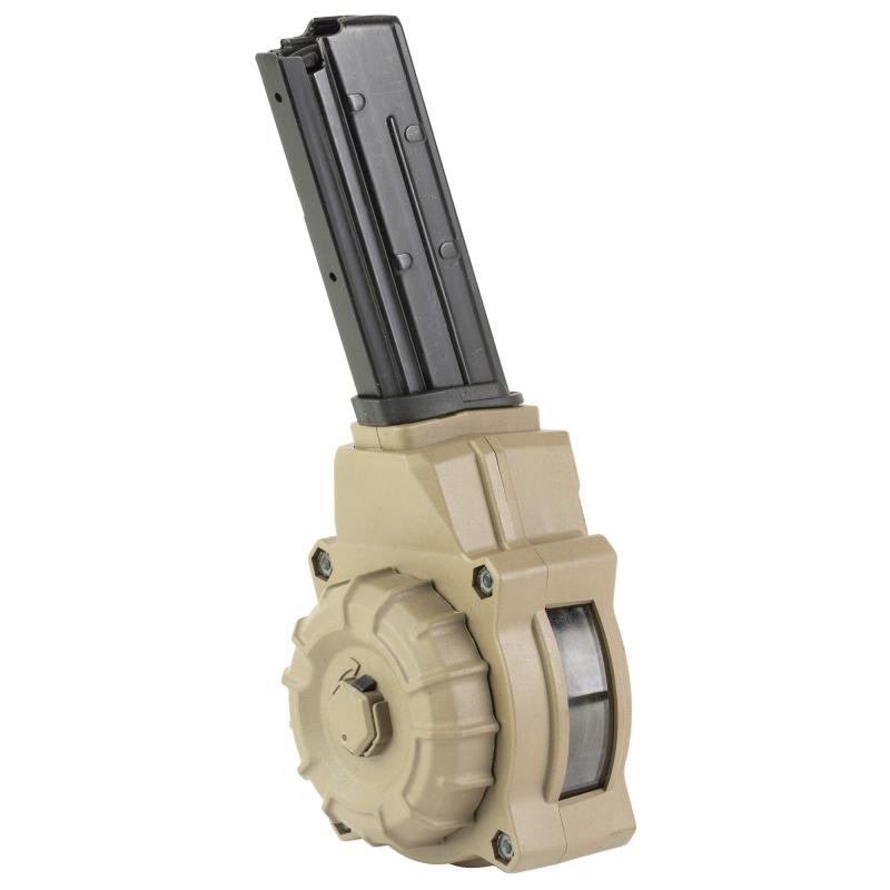 Magazine, Drum, 5.7X28MM, 55 Rounds, Fits FN Five-seveN USG 5.7x28mm pistol, Polymer Construction, Flat Dark Earth DRM-A76-FDE