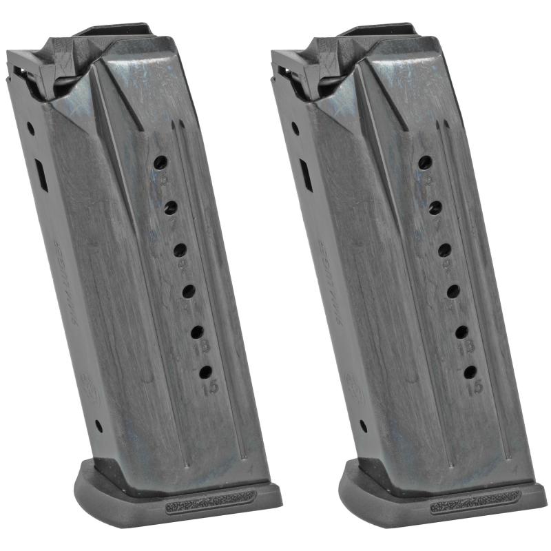 (2)Magazines, 9MM, 15Rd, Black, Fits Ruger Security-9 90684