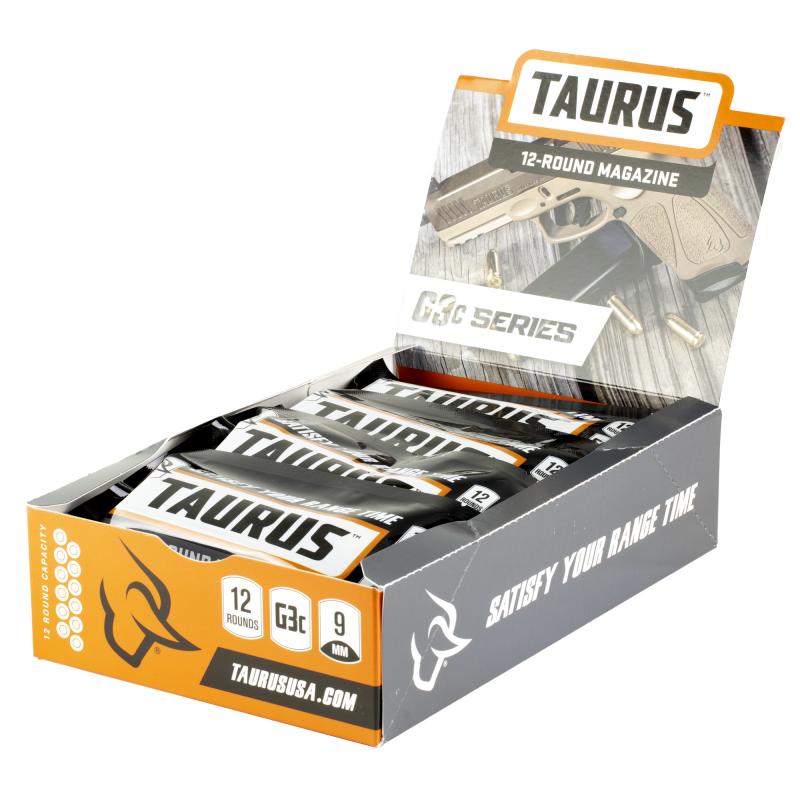 Magazine, 9MM, 12 Rounds, Fits Taurus G3C, with Finger Rest, Black, 12 Pack 389-0009-03