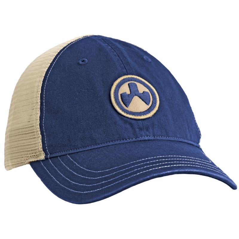 Icon Patch Garment Washed Trucker Hat, Navy/Khaki, One Size Fits Most MAG1105-412