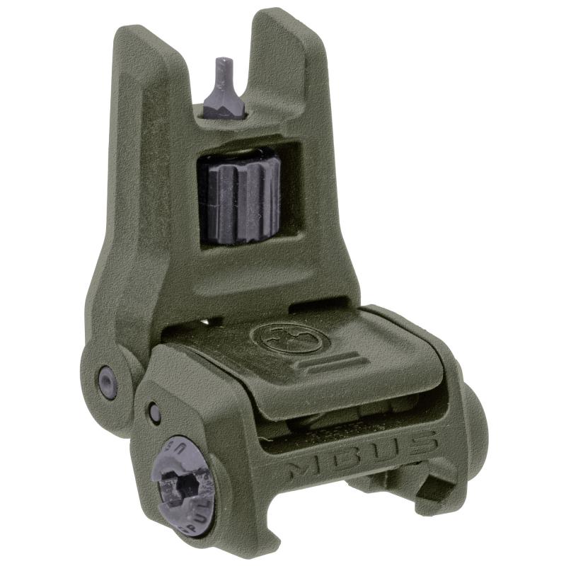 MBUS 3 Back-Up Front Sight, Tool-Less Elevation Adjustment Similar to MBUS Pro, Ambidextrous Push-Button Deployment, Fits Picatinny Rails, Flip Up, OD Green MAG1166-ODG