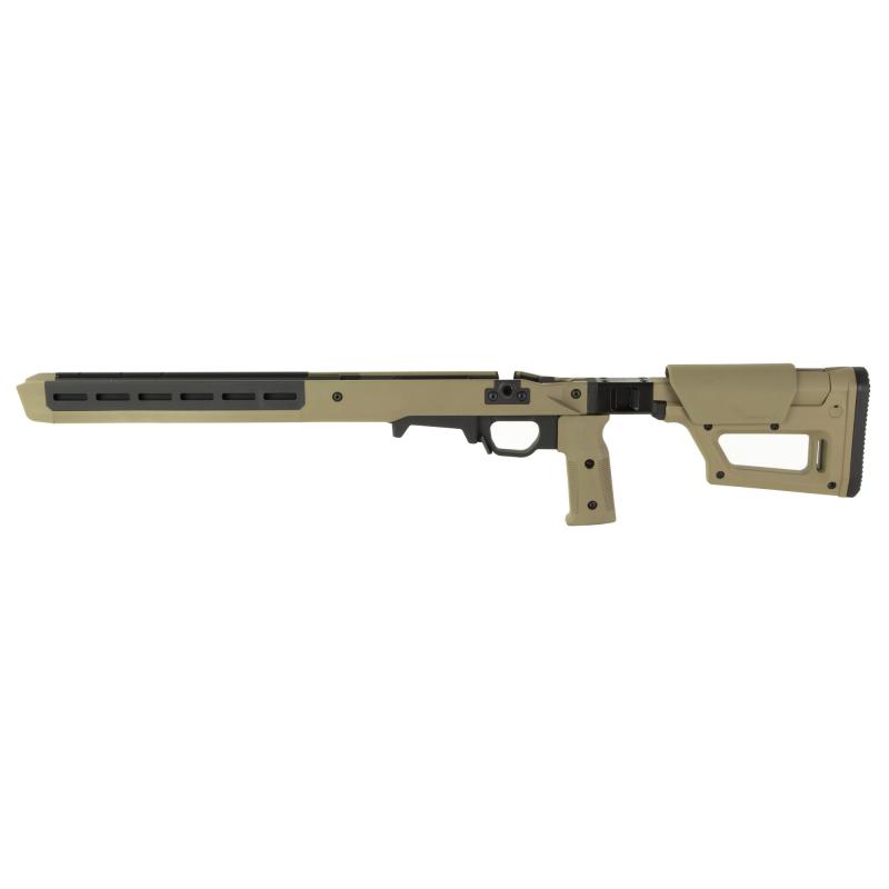 Pro 700 Lite Chassis, Fits Remington 700 Short Action, Matte Finish, Flat Dark Earth, Fits Most Short Action AICS Pattern Magazines, Ambidextrous, Billet Aluminum Bedding Block MAG1199-FDE