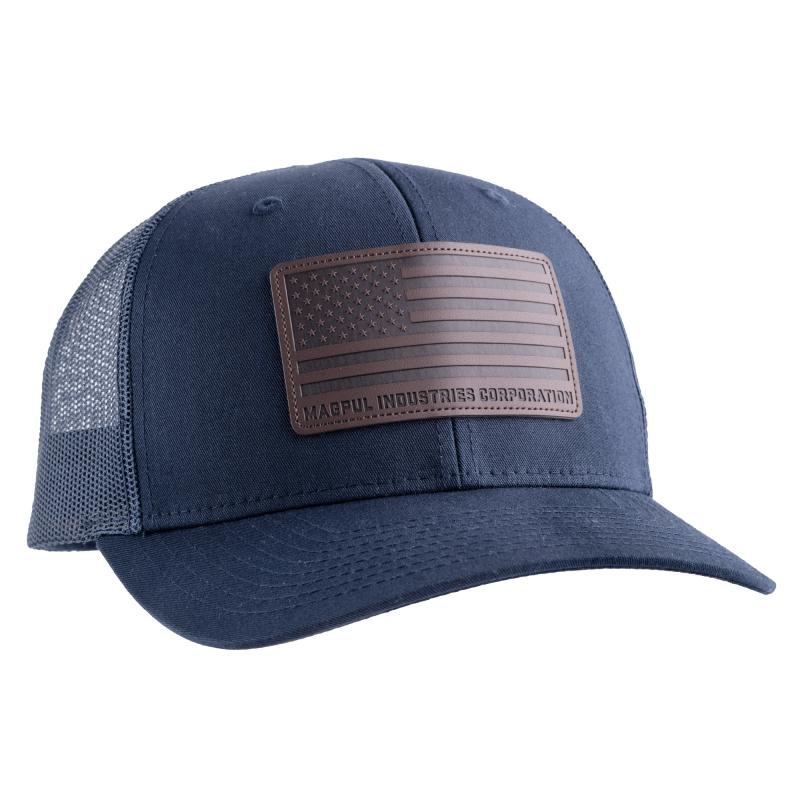Standard Leather Patch Trucker Hat, Navy, One Size Fits Most MAG1212-410