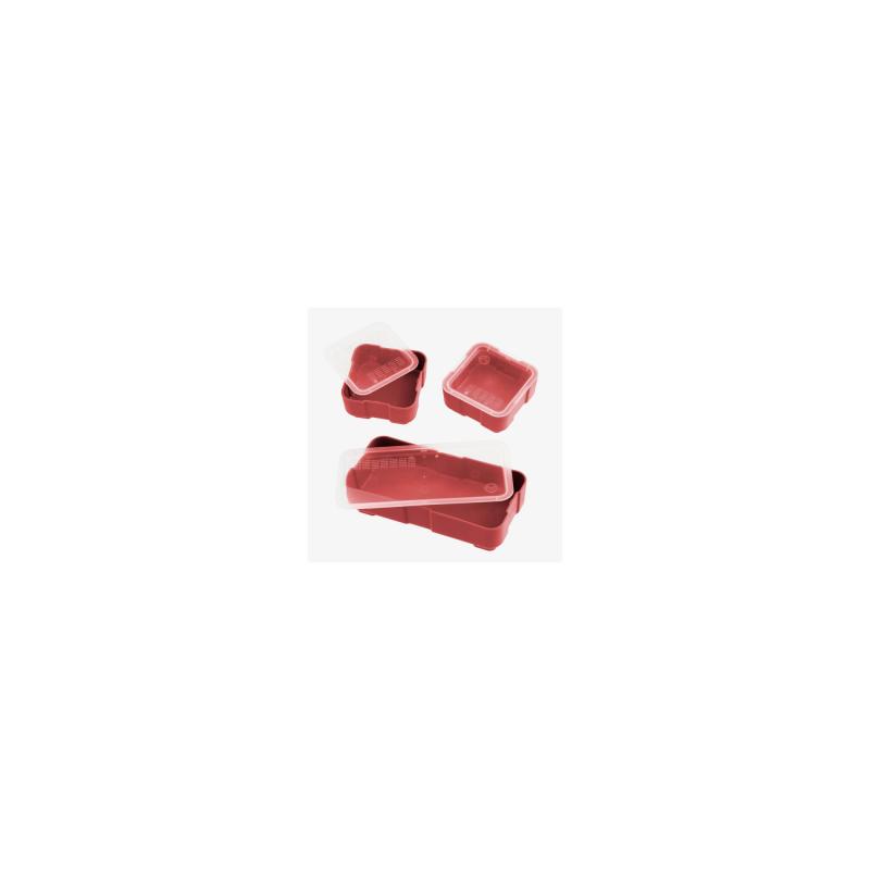 DAKA Bins, 2X2 and 2X4 Set, Compatible with DAKA GRID Organizer Panels, 2X2 Measures 3.2"x 3.2"x 1.3" and 2X4 Measures 3.2"x 6.9"x 1.3" Internal, Matte Finish, Red, (1) 2X4 Bin and (2) 2X2 Bins Included MAG1389-RED