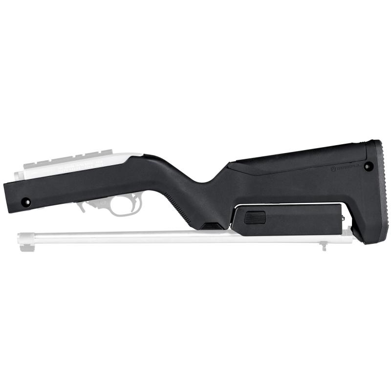 X-22 Backpacker Stock, Fits All Ruger 10/22 Takedowns Including Rifles Equipped With Tactical Solutions SBX Barrel, MOE SL Non Slip Rubber Butt Pad, Storage Compartment That Fits Three 10 Rd Magazines, Black Finish MAG808-BLK