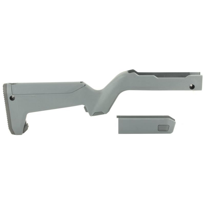 Hunter X-22 Backpacker Stock, Fits All Ruger 10/22 Takedowns Including Rifles Equipped With Tactical Solutions SBX Barrel, MOE SL Non Slip Rubber Butt Pad, Storage Compartment That Fits Three 10Rd Magazines, Grey Finish MAG808-GRY